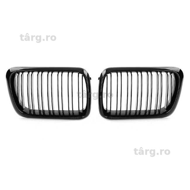 Grile Duble Nari Bara Fata BMW Seria 3 E36 Facelift (96-99), Negru Lucios