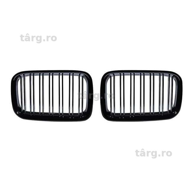 Grile Duble Nari Bara Fata BMW Seria 3 E36 Pre-Facelift (90-96), Negru Lucios