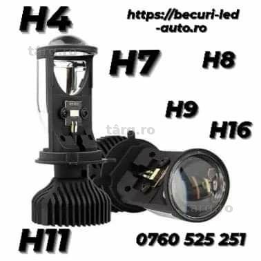Becuri Led H4H7,H8,H9,h11,h16 Cu Proector Si Lupă Integrată De 220W