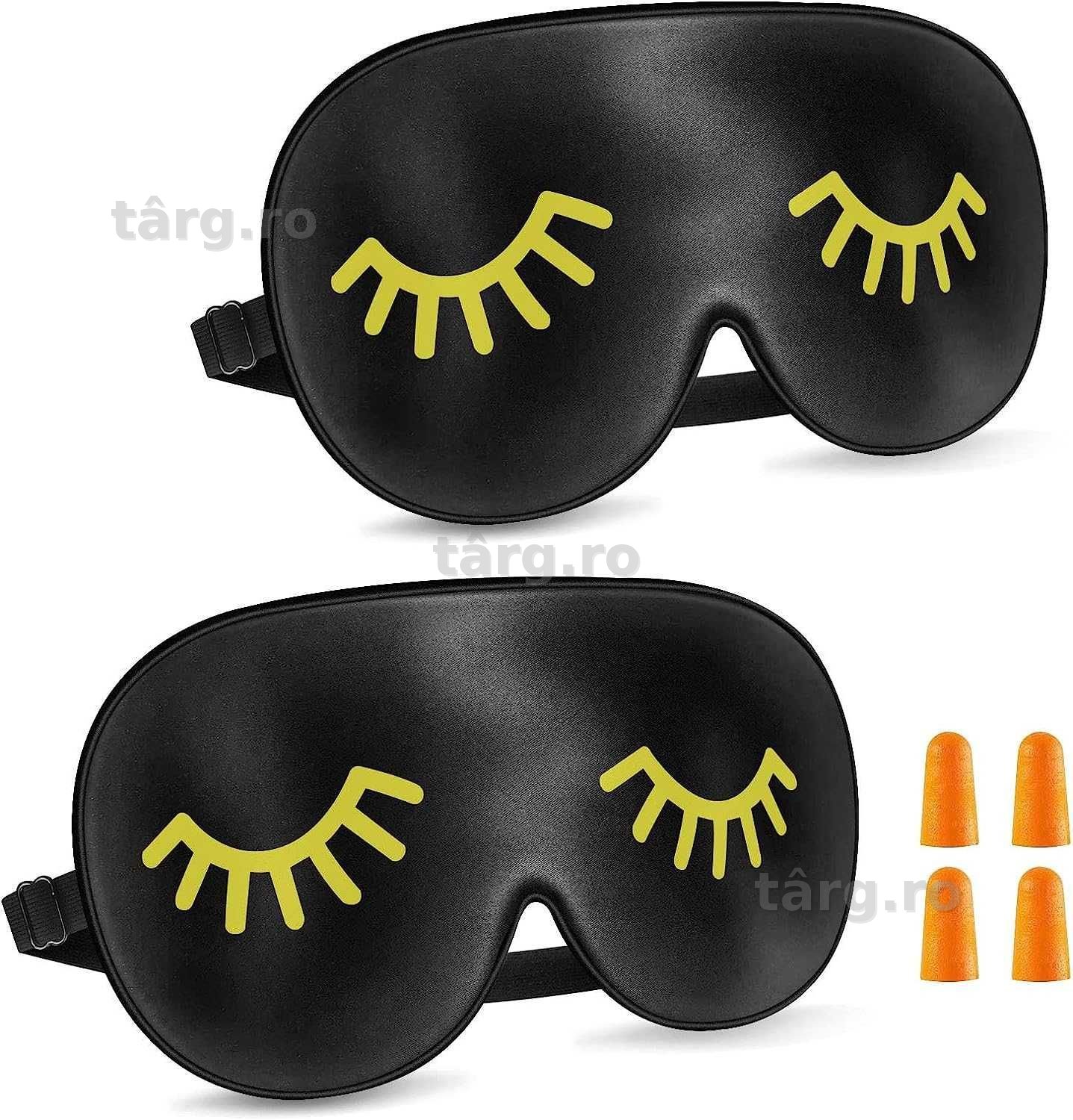 Set 2 masti pentru somn + 2 perechi dopuri pentru urechi, negru