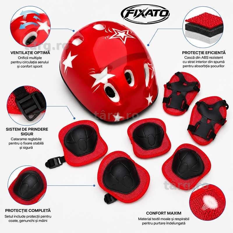Set Protectie Pentru Copii 7 in 1, Casca, Genunchiere, Cotiere si Aparatori Incheieturi pentru Bicicleta, Trotineta, Role 2