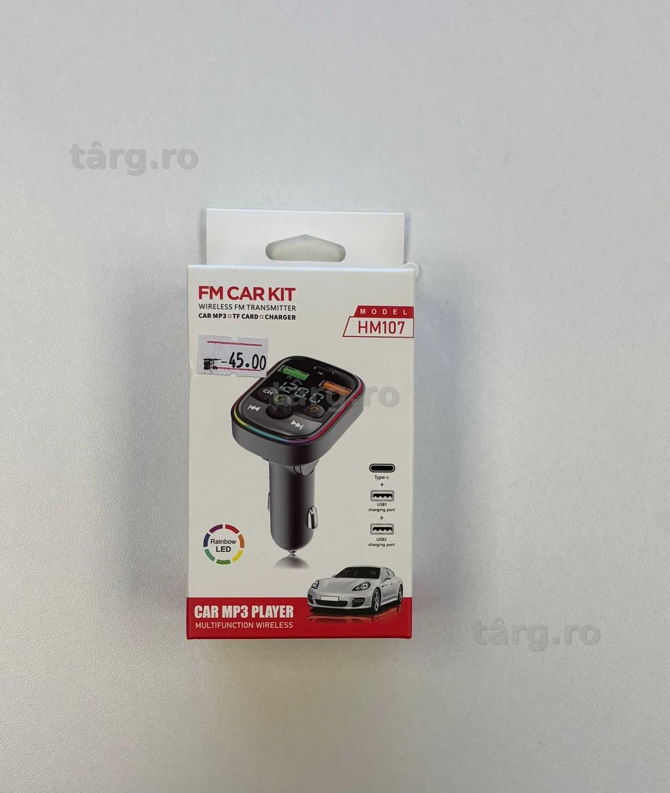 Modulator FM, bluetooth, TF Card, stick USB, Port USB Type C 2