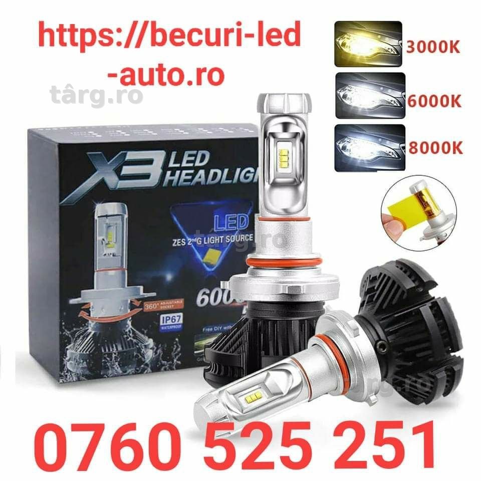 Set Două Becuri Led 6000Lm/50W/6000K/H1,H3,H4,H7,H8,H9,H11