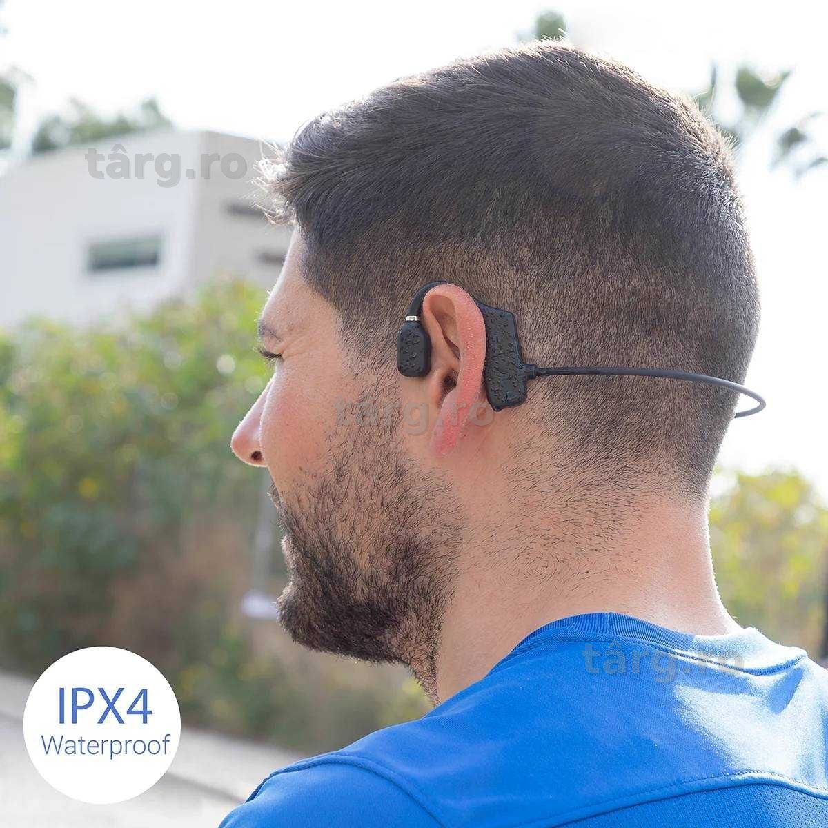 Casti wireless conductie osoasa sport 110mAh rezistente la apa