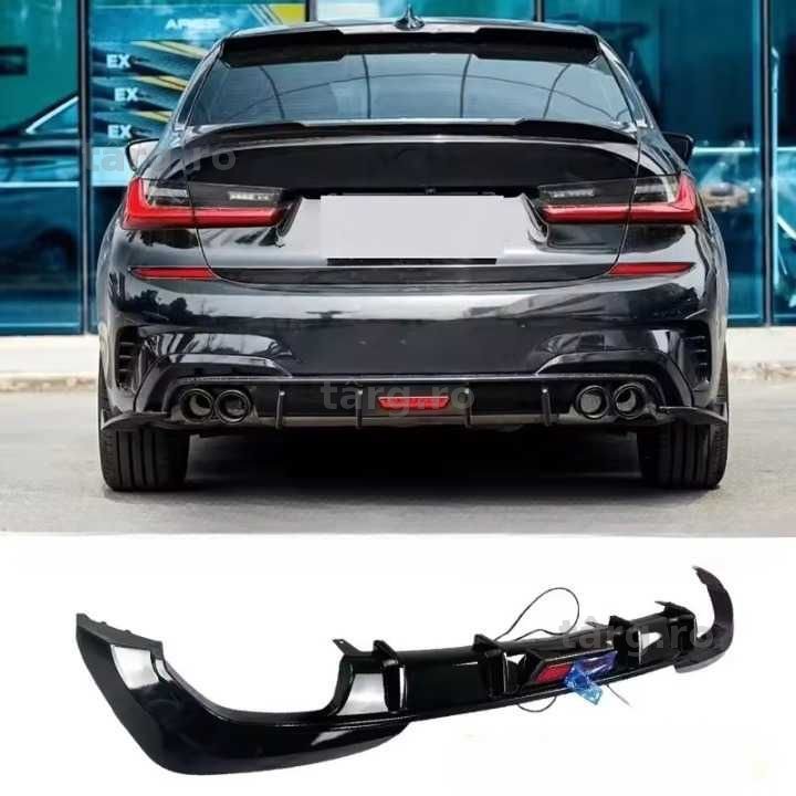 Difuzor LED Bara Spate M BMW G20 G21, Evacuari Duble, 340 style, Lip