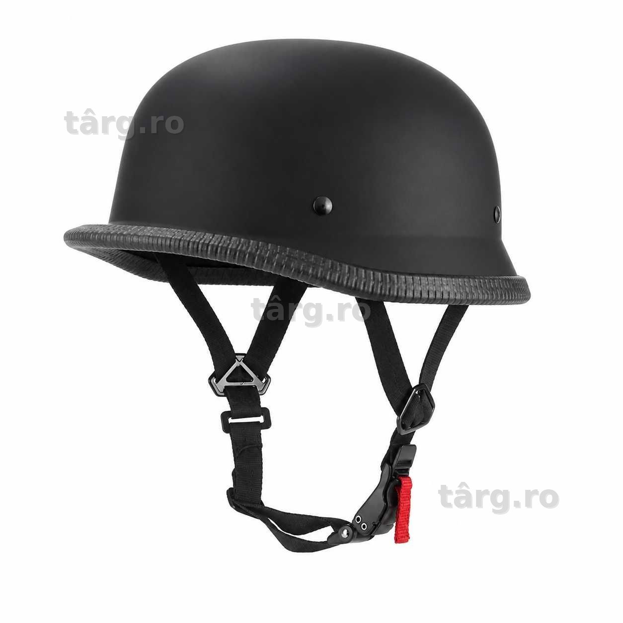Casca Moto/Scuter Retro German, Interior Confortabil, Prindere rapida, Negru Mat