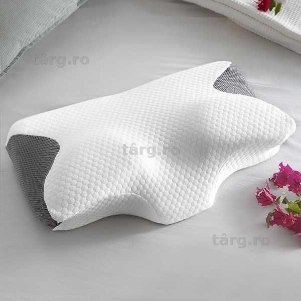 Perna ortopedica din spuma cu memorie cu suport cervical 60x35x14 cm