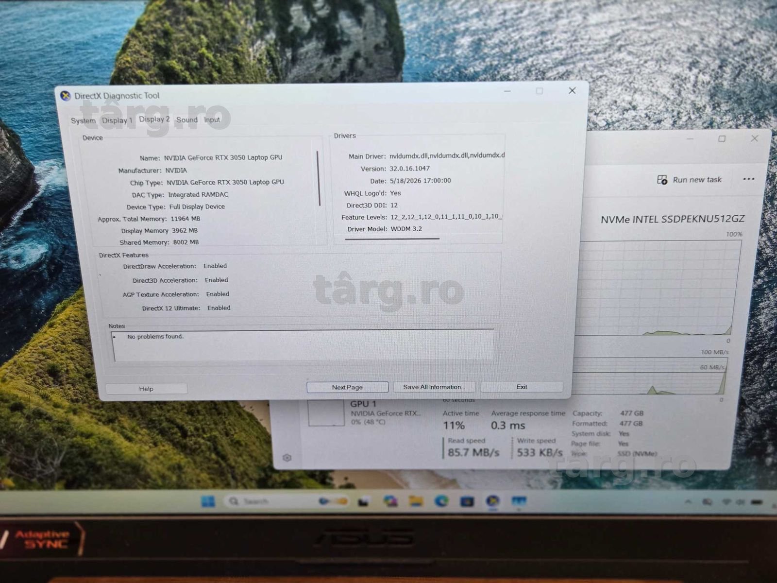 Hope Amanet P10/Laptop ASUS TUF Gaming I7 12th  RTX 3050  16GB RAM 4