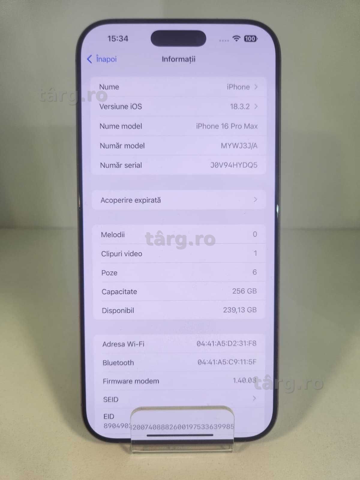 Iphone 16 Pro Max 256GB - Baterie 99% (Ag8 Tudor/B74324) – Garantie 2 Ani! 3