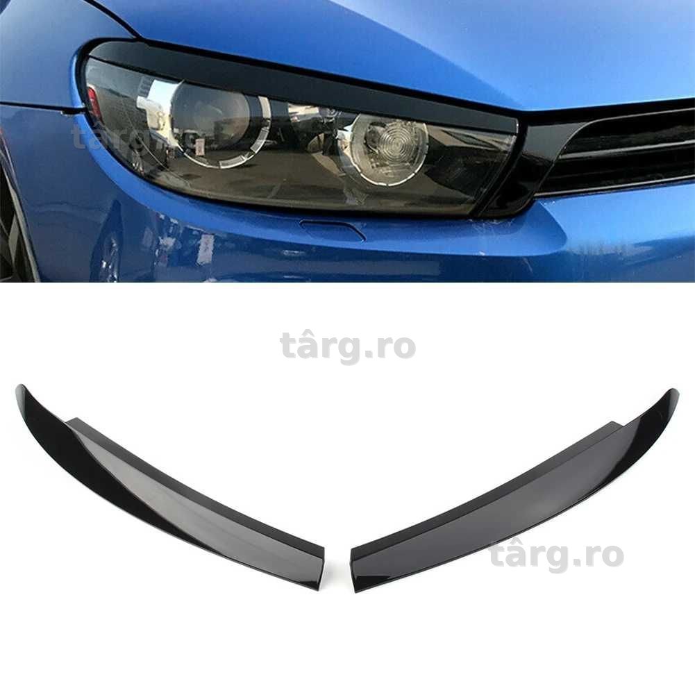 Set Pleoape Faruri Far Volkswagen VW Scirocco 2009-2017, Negru Lucios