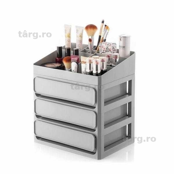 Organizator cutie depozitare produse cosmetice 3 sertare 26x29x20 cm