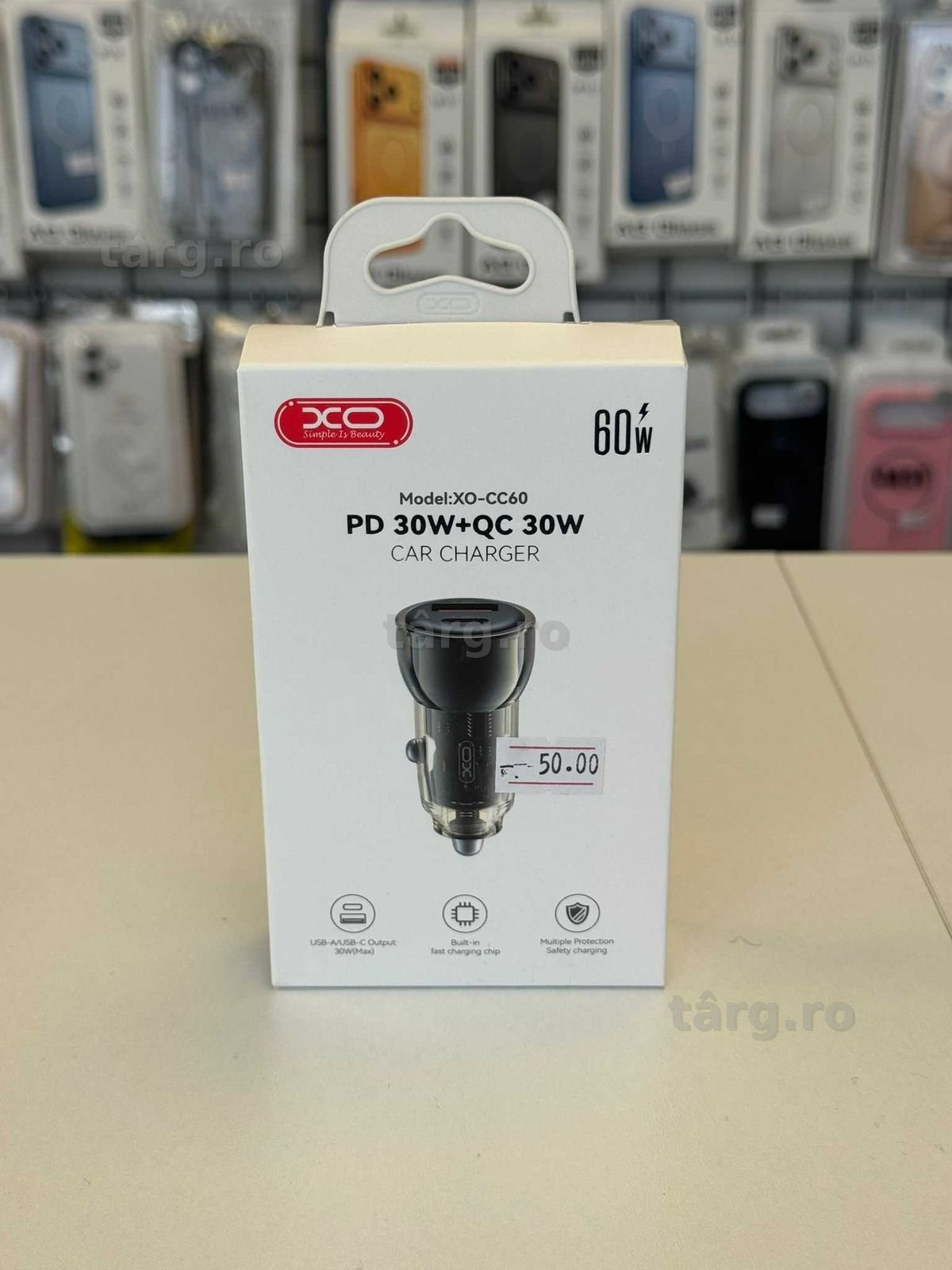 Incarcator Auto Fast Charge USB + Tip C