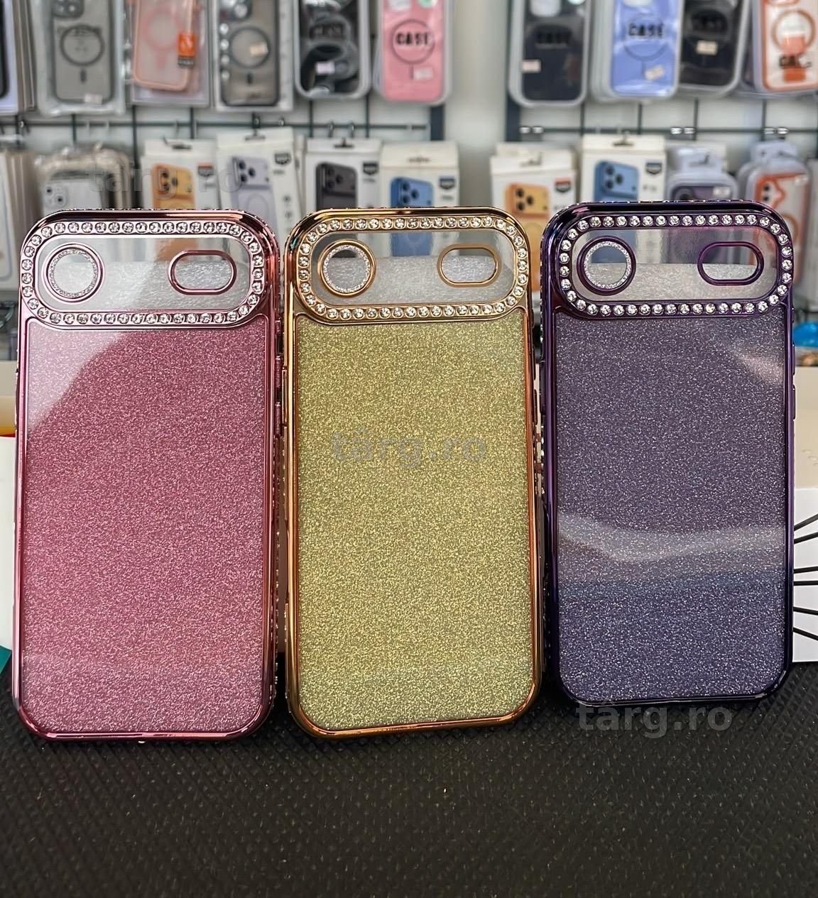 Huse silicon cu Sclipici și Rama colorată pentru iPhone 17  Air