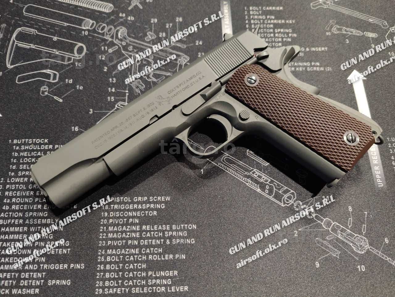 OFERTĂ EXCEPȚIONALĂ! Pistol Airsoft Colt - Modificat, 4.5J Automat!