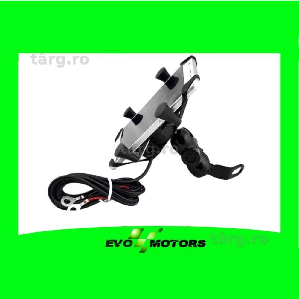 Suport Telefon Ghidon Moto Incarcare USB 2amp Tip Ram 360'