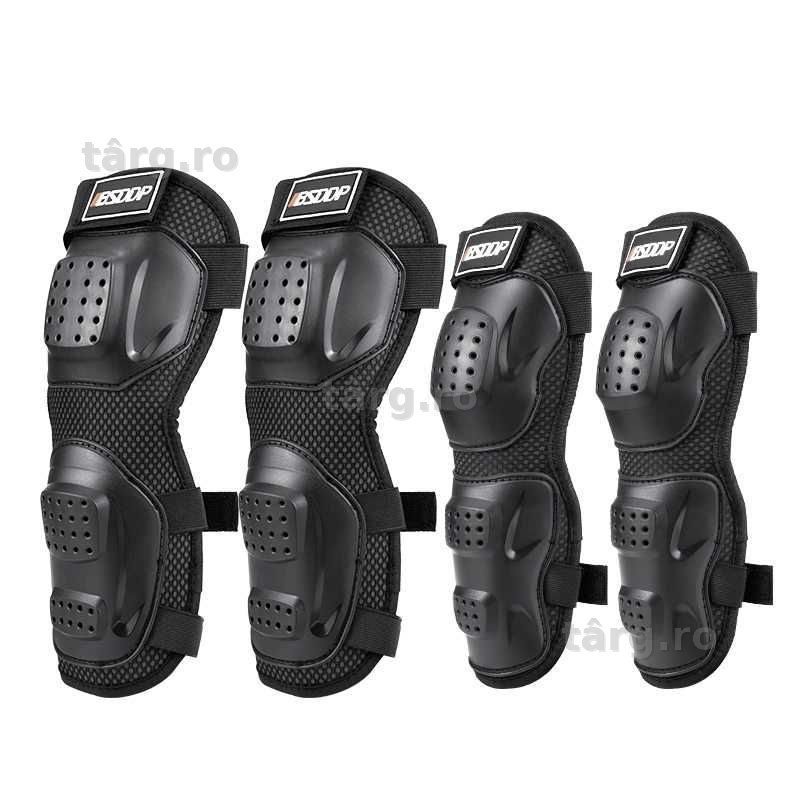 Set Protectii Moto pentru Genunchi si Coate, Usoare, Confortabile, Pentru Moto, Scuter, Bicicleta Negru