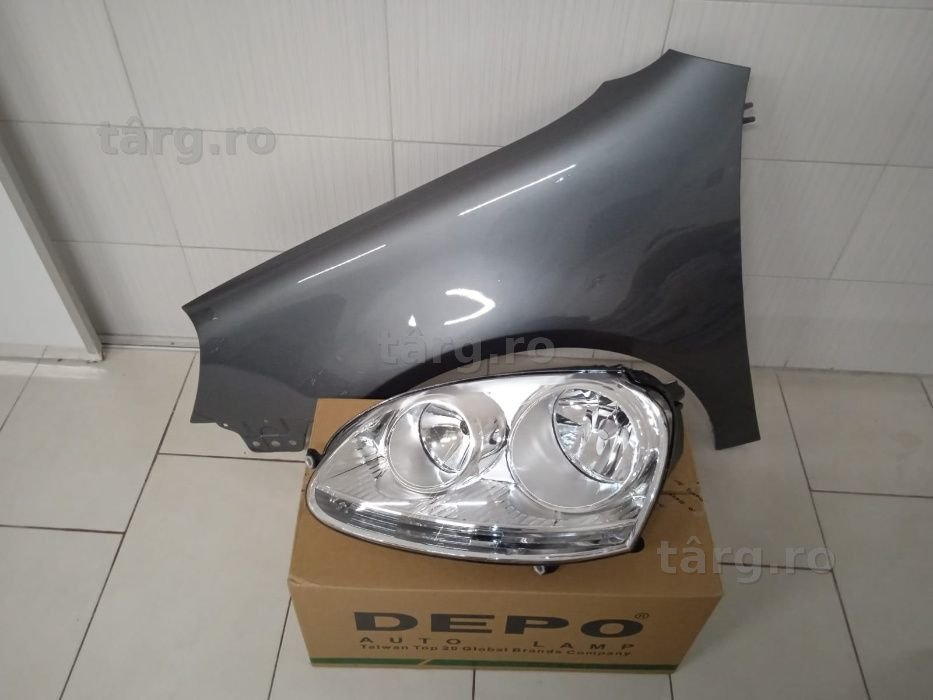 Pachet Aripa + Far Stanga VW Golf 5 V 2004-2008 LA7T Gri