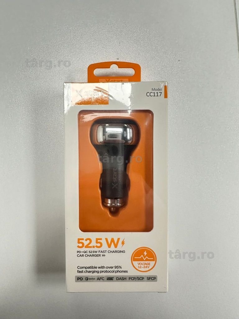 Incarcator Auto Fast Charge cu USB si Tip C 2