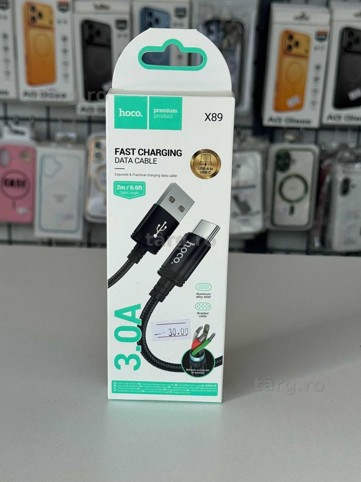 Cablu incarcare si transfer date, USB A- USB C, 2m