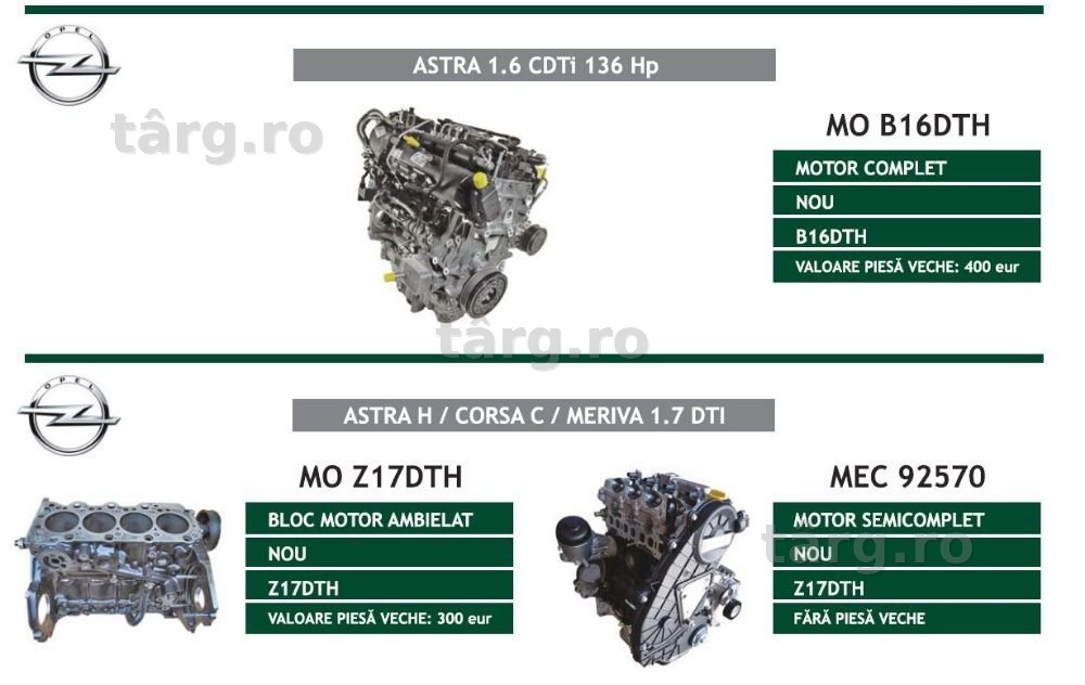 motor OPEL astra vectra zafira corsa insignia vectra FIAT croma bravo