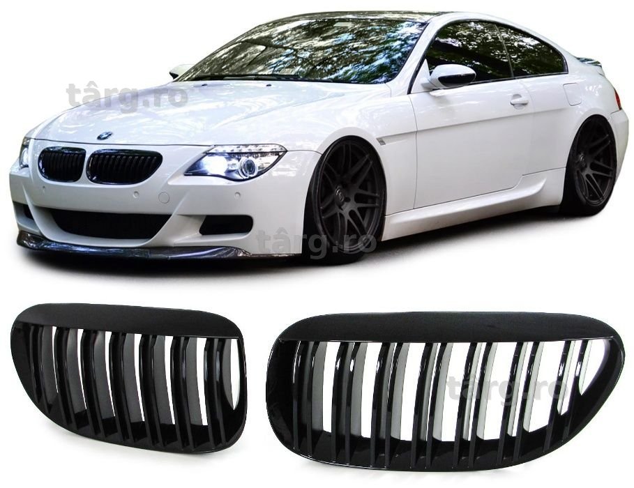 Grile duble BMW E63 E64 intre 2003 si 2010 Negru Lucios