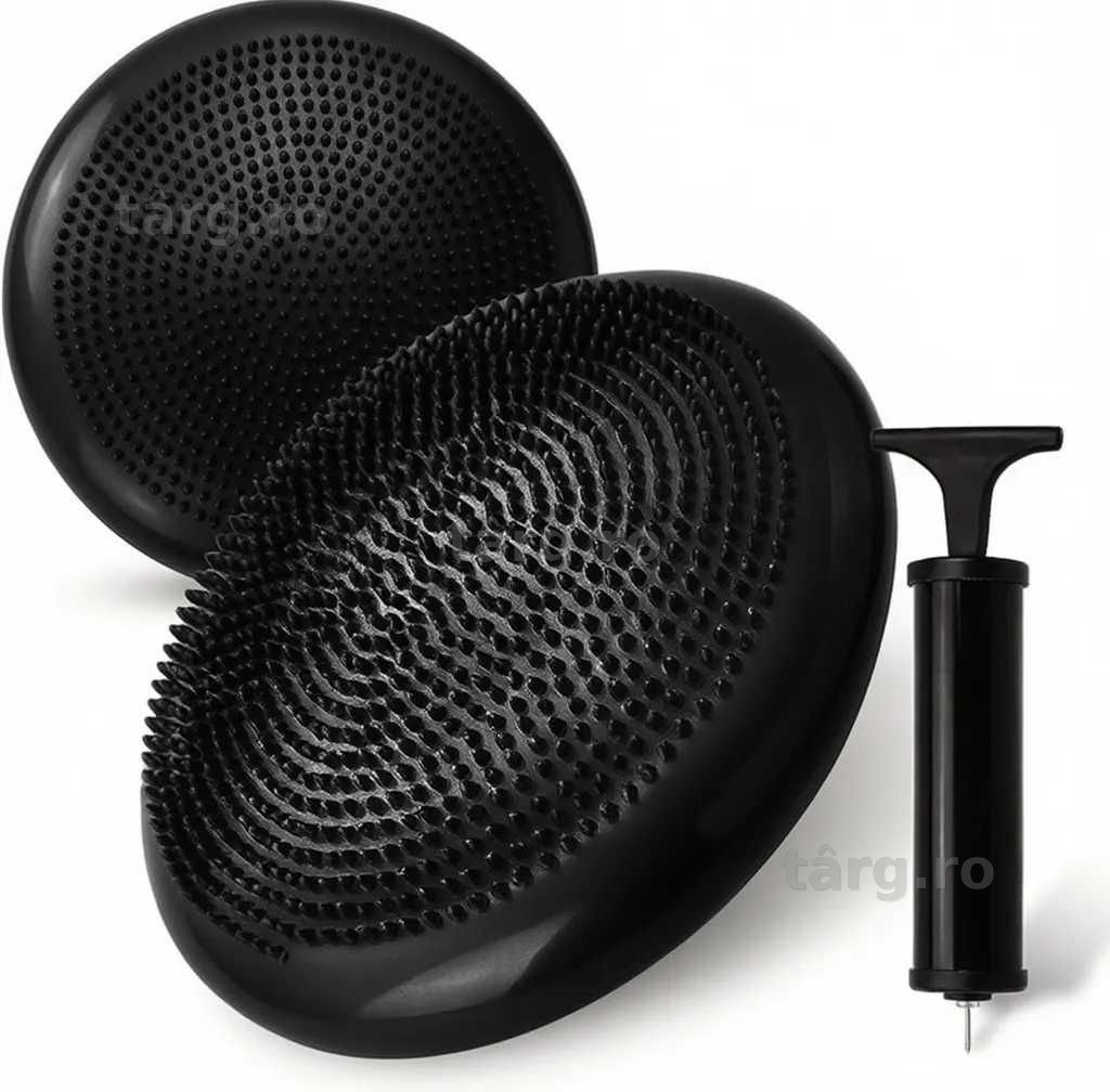 Perna senzo-motorie cu pompa disc de echilibru PVC negru 34 cm