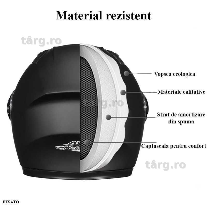 Casca Moto/Scuter/ATV, Viziera Dubla, Esarfa detasabila, Negru 3