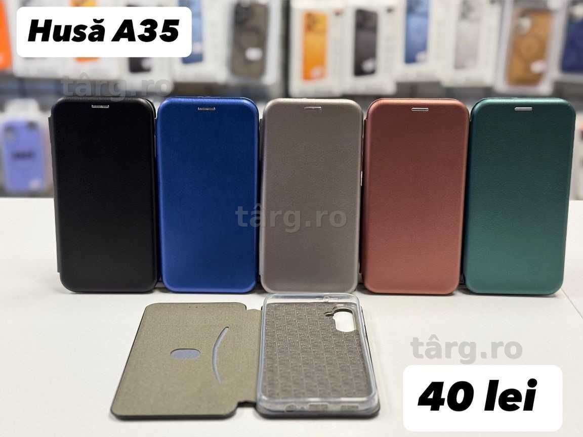 Husa piele ecologica tip carte, folie, cablu, incarcator pentru Samsung A35 5G 2