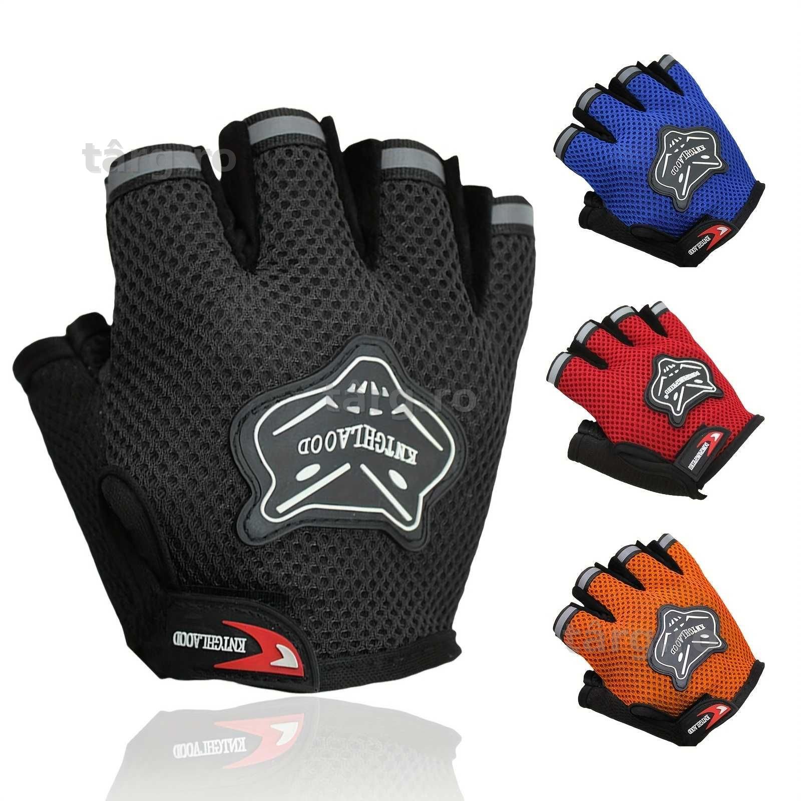 Manusi ciclism pentru Bicicleta si Fitness cu protectie palma, din Material Respirabil, marime universala, Albastru 2