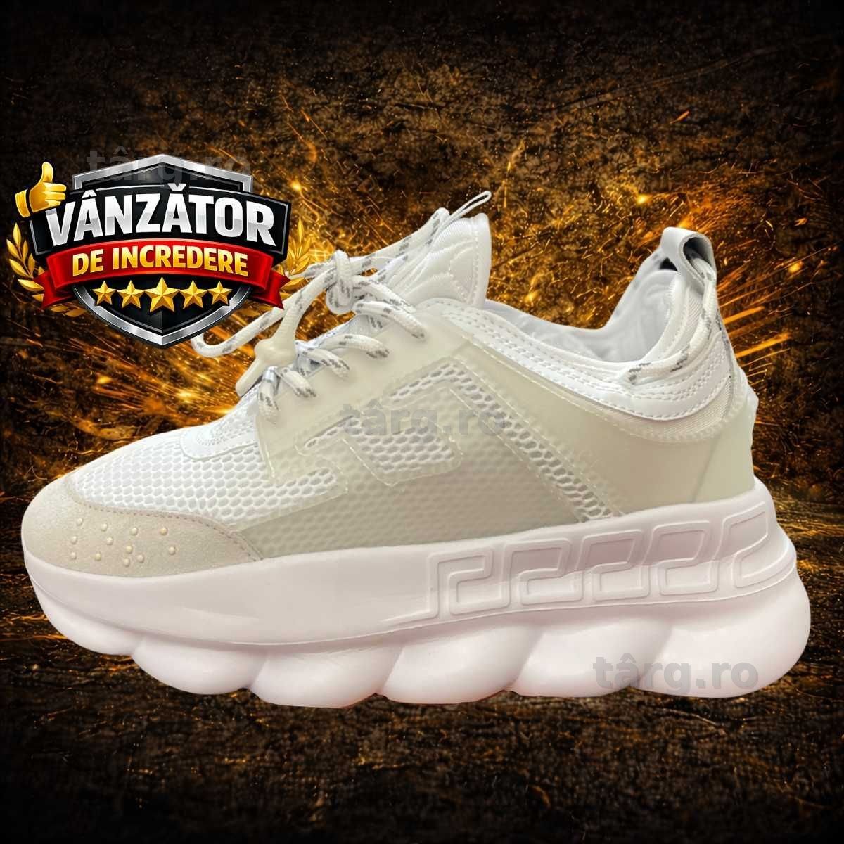 Adidasi VERSACE Chain Reaction l Produs NOU Premium din Piele la Cutie