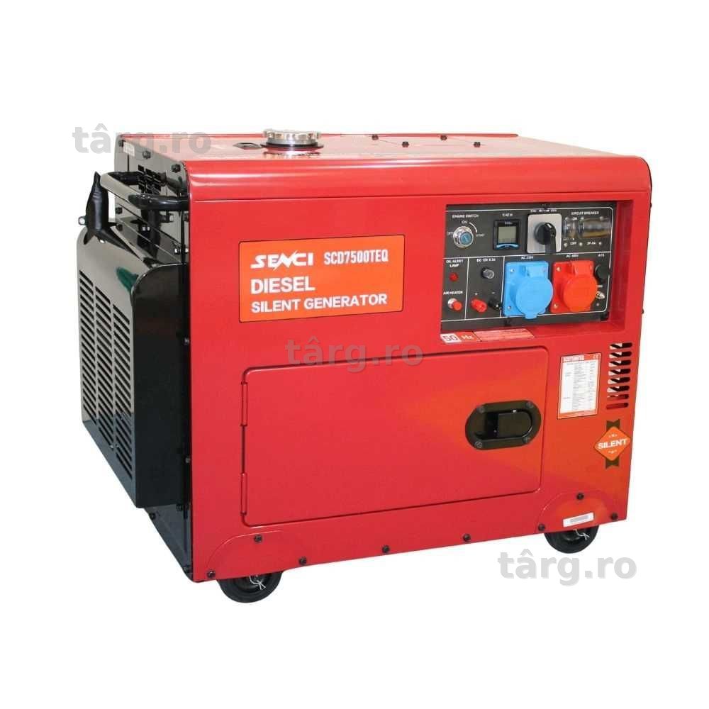 Generator insonorizat SENCI SCD7500TEQ P.max=6,9kVA 230V/400V, Diesel, fara ATS