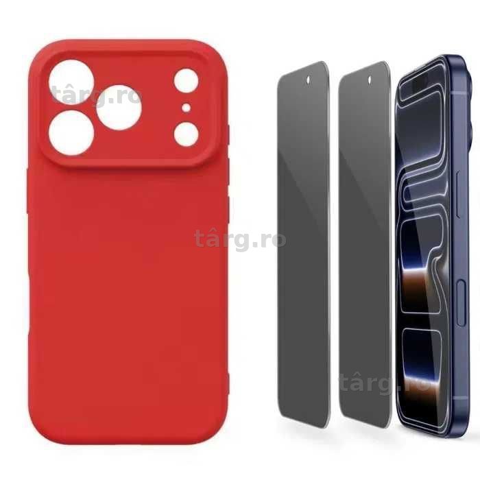 Husa Silicon ( diverse culori ) si Folie Sticla Privacy iPhone 12 Pro 5