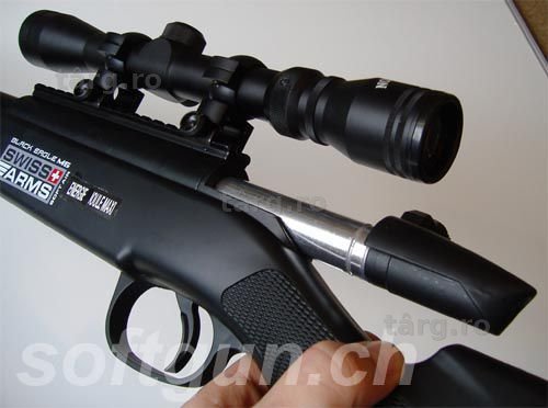 Pusca cu LUNETA (Puternica 185MAX m/s) AIRSOFT, BIPODManuala Arc NOUA