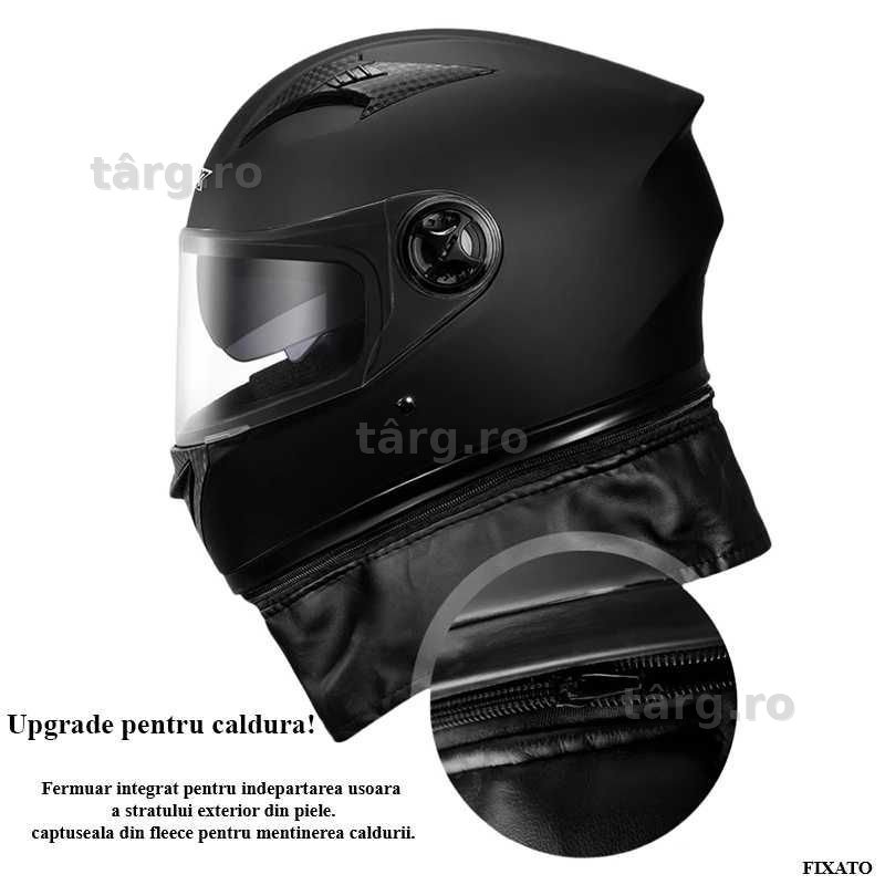 Casca Moto/Scuter/ATV, Viziera Dubla, Esarfa detasabila, Negru 4