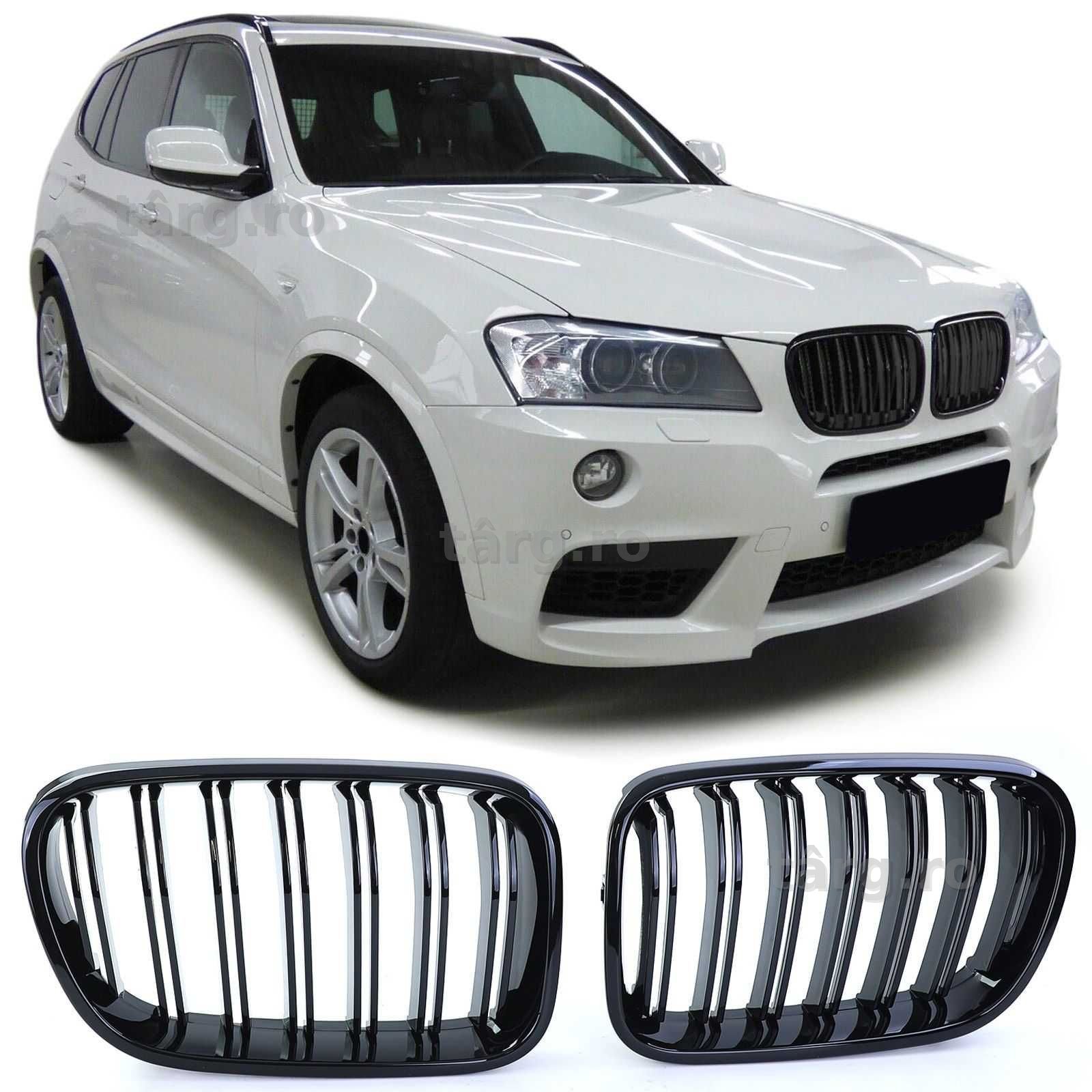 Grile sport neagră lucioasă duble, BMW X3 (F25) pre-facelift 2010-2014