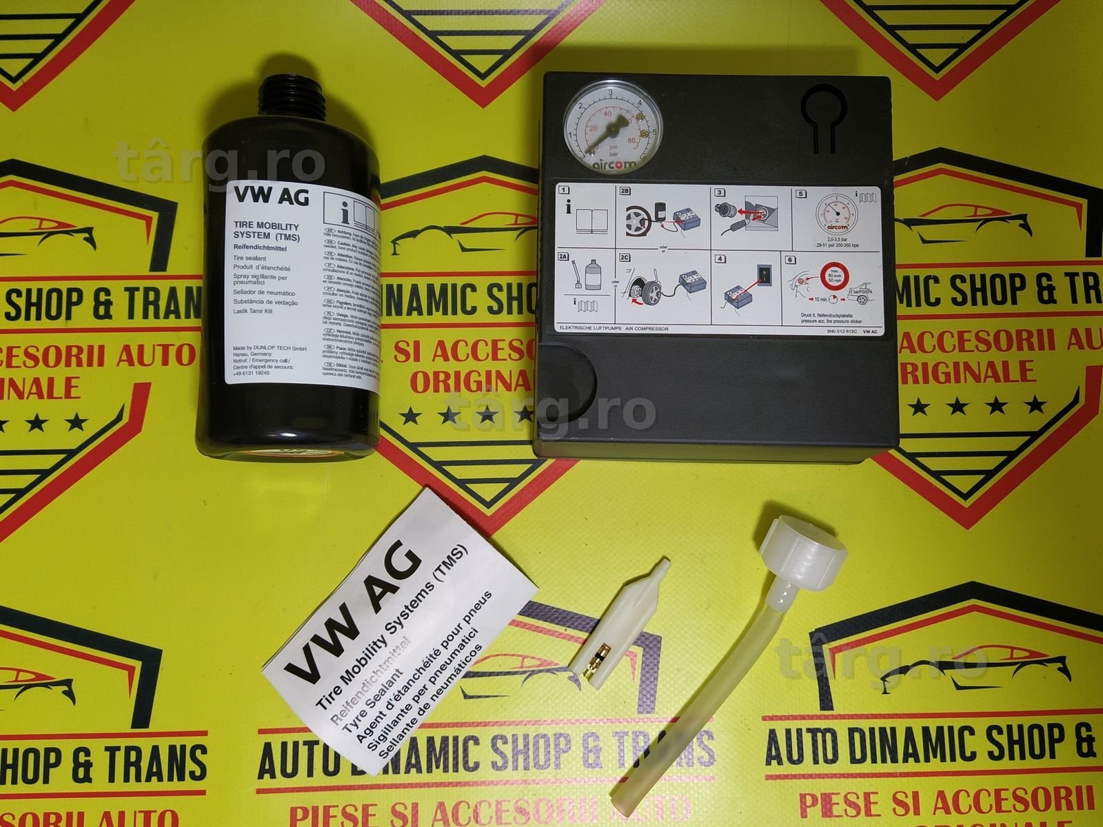 Compresor auto umflat roti kit pana original Vw Seat Skoda Audi 150w