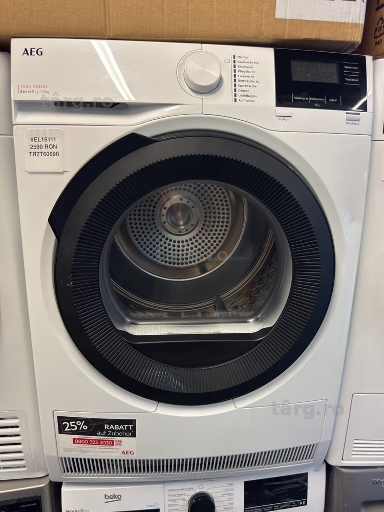 Uscător de rufe cu pompa de caldura 9kg AEG TR7T60690, factura si garantie 12 luni