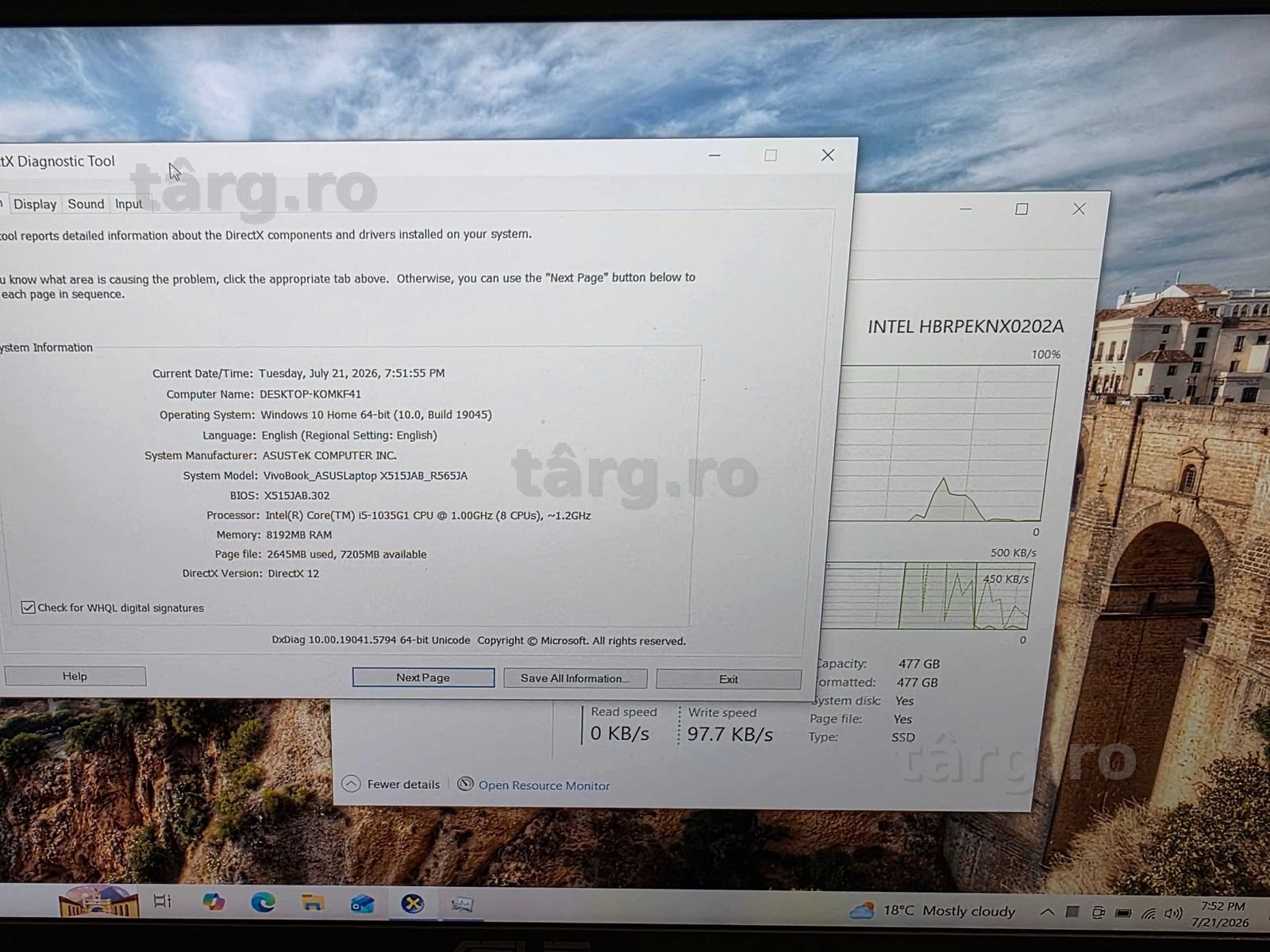Hope Amanet P10/Laptop Asus Vivobook i5 10th SSD 8GB RAM 3