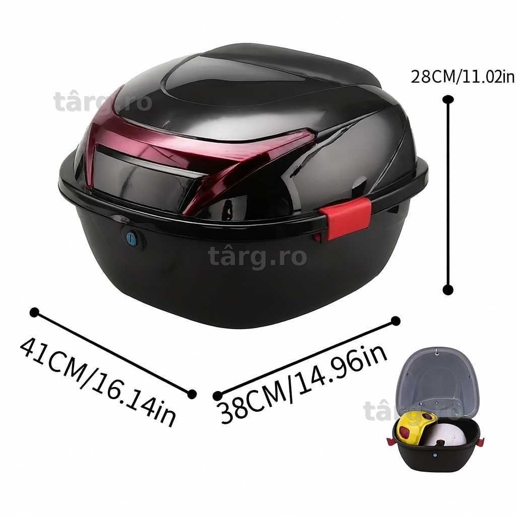Cutie portbagaj moto/scuter, 41x38x28 cm, cu cheie și sistem antifurt 3