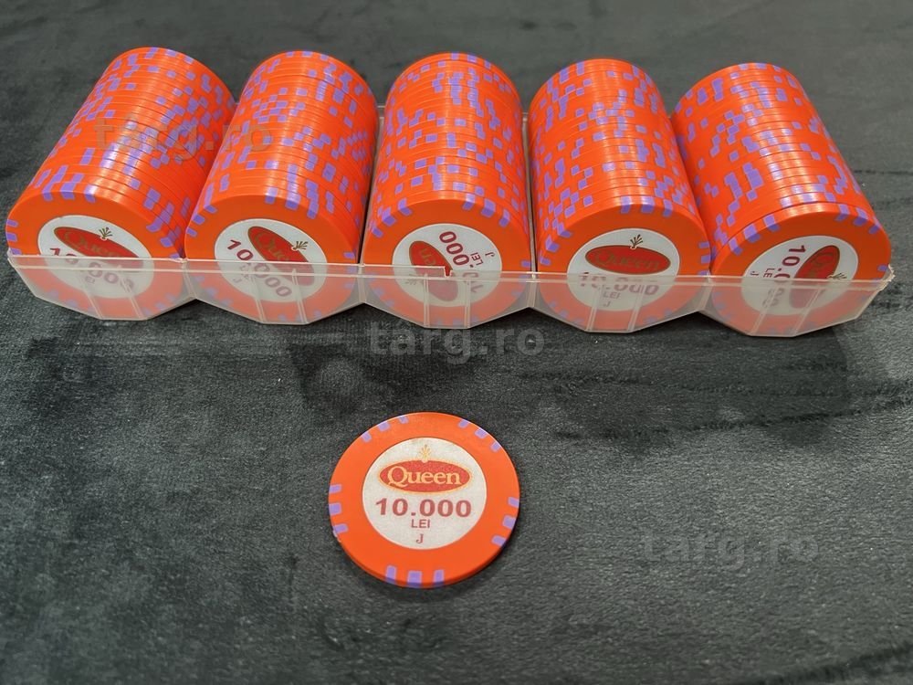 Jetoane Poker 280,000 buc model Casino Queen Bucuresti stoc Customtables.eu