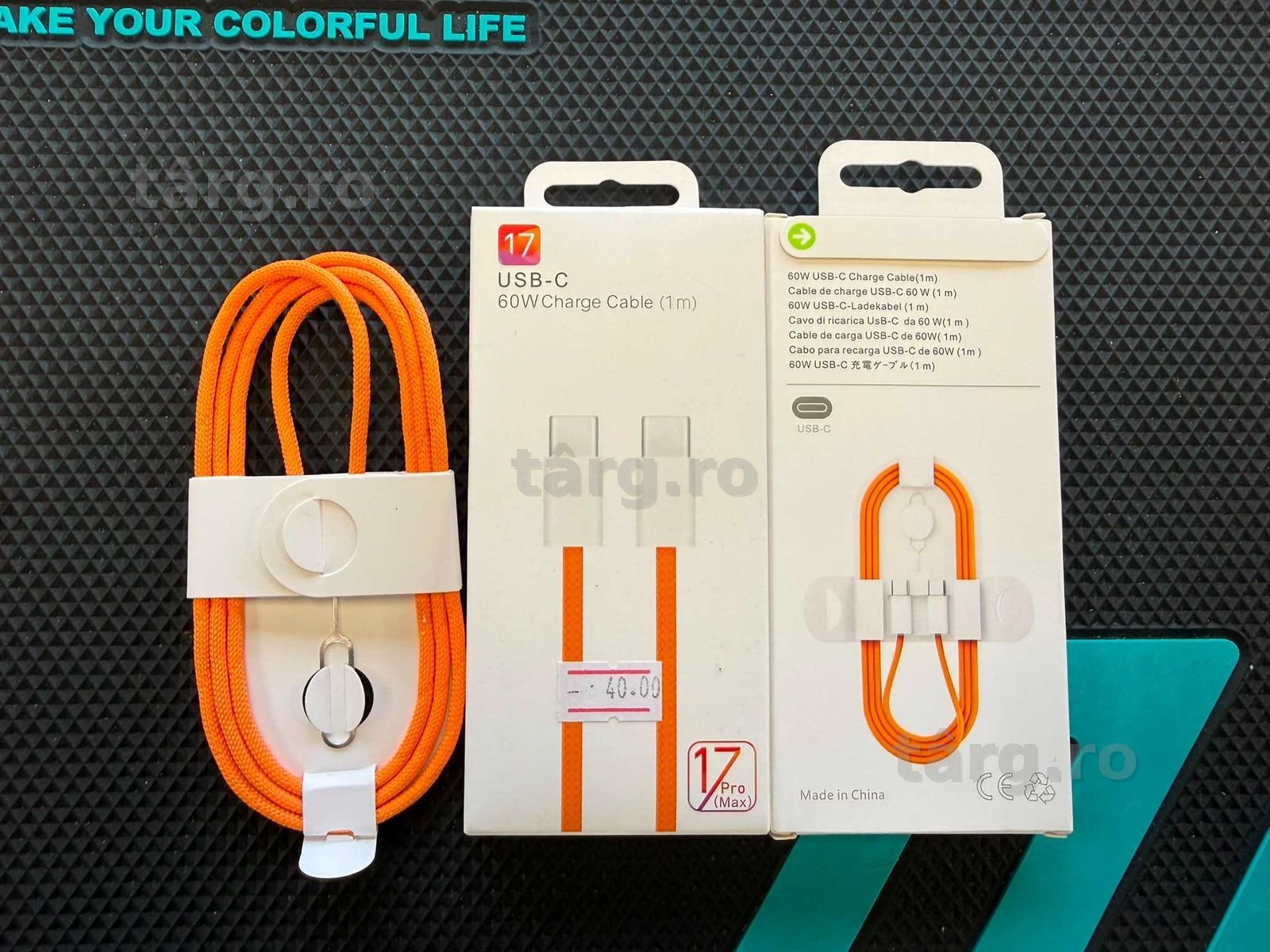 Iphone 15/16/17 PRO MAX PLUS AIR - Cablu Super Fast Charge 60w Orange