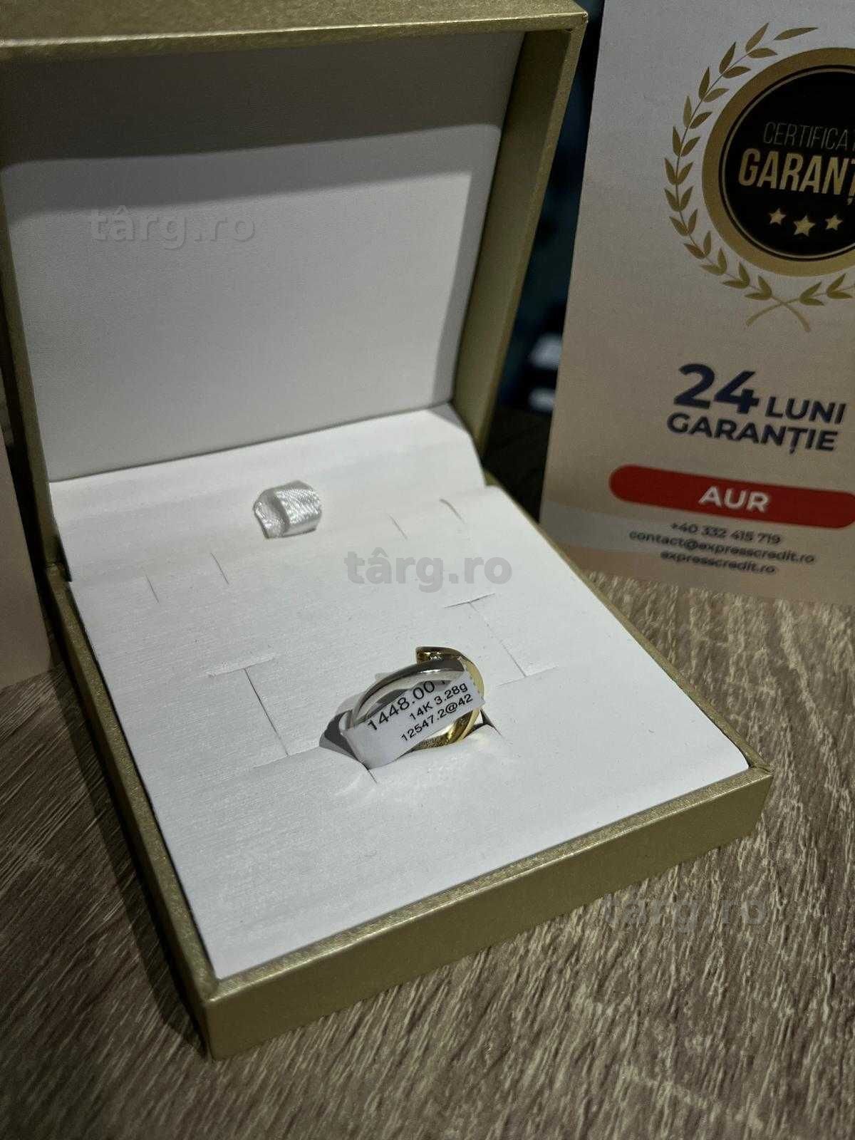 (Ag42) Inel aur alb si galben 14k *2 ani garantie* b12547.2 2