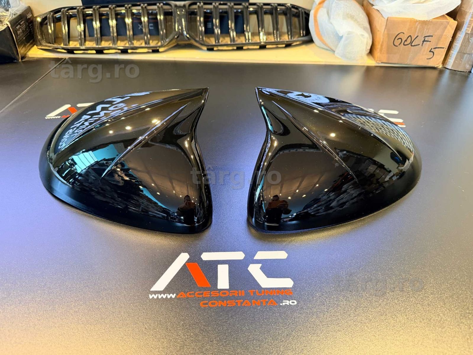Capace Oglinzi Tip Batman - Porsche Cayenne 2011-2014 Negru Lucios