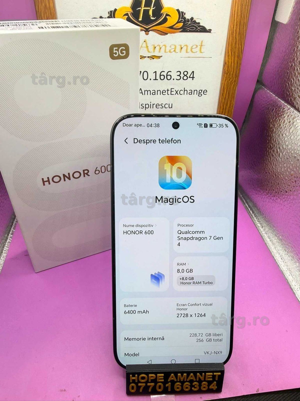 HOPE AMANET P2-Honor 600 desigilat de proba 256 GB/8 RAM 4