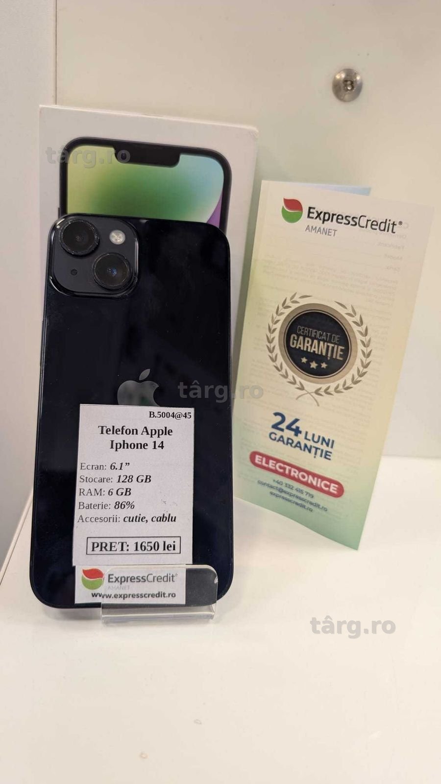 Iphone 14 -- 128 GB -- 86% (Ag45 B.5004) - Garantie 2 ani 3