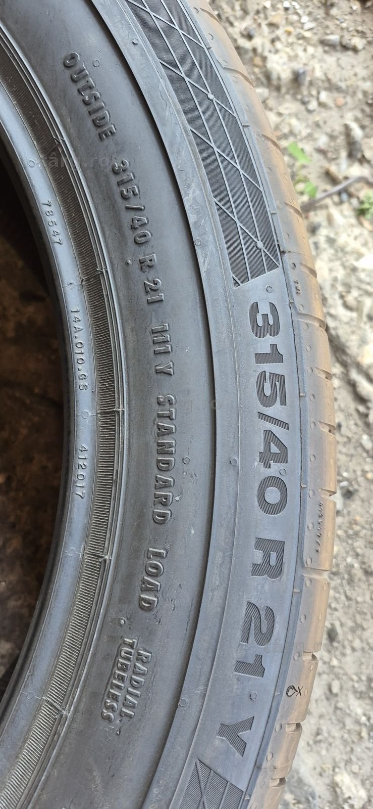 4 anvelope vara,fata Michelin 275/45/21,spate Continental 315/40/21.Pretul este pe bucata. 8