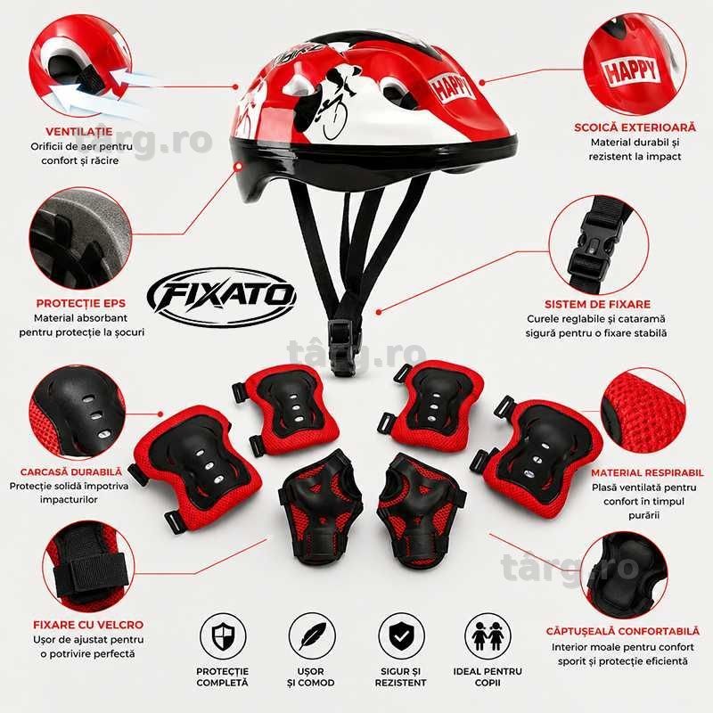 Set Protectie Pentru Copii 7 in 1, Casca, Genunchiere, Cotiere si Aparatori Incheieturi pentru Bicicleta, Trotineta, Role 2