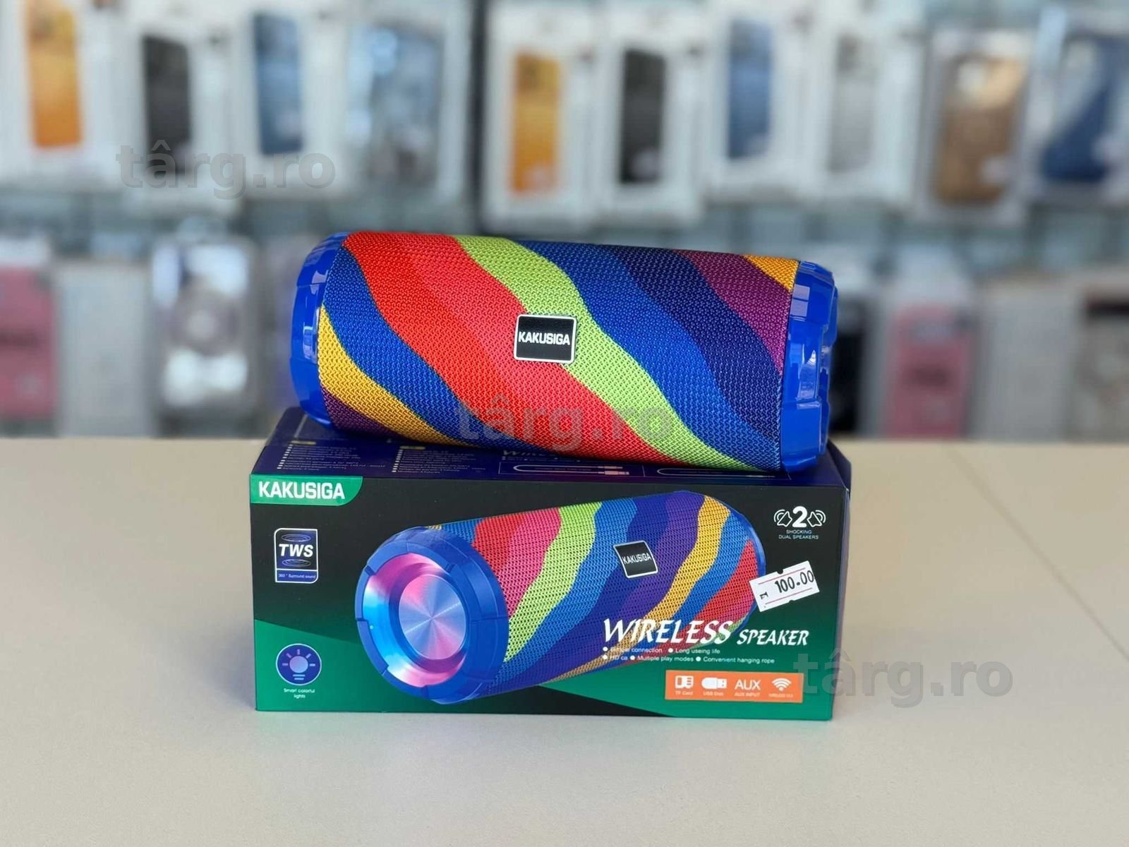 Boxa portabila, Bluetooth 5.0, Lumini LED, autonomie 4h 2