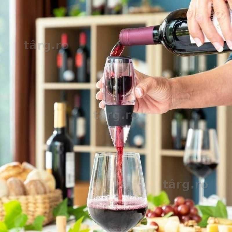 Set decantare include aerator de vin cu filtru stand si husa transport