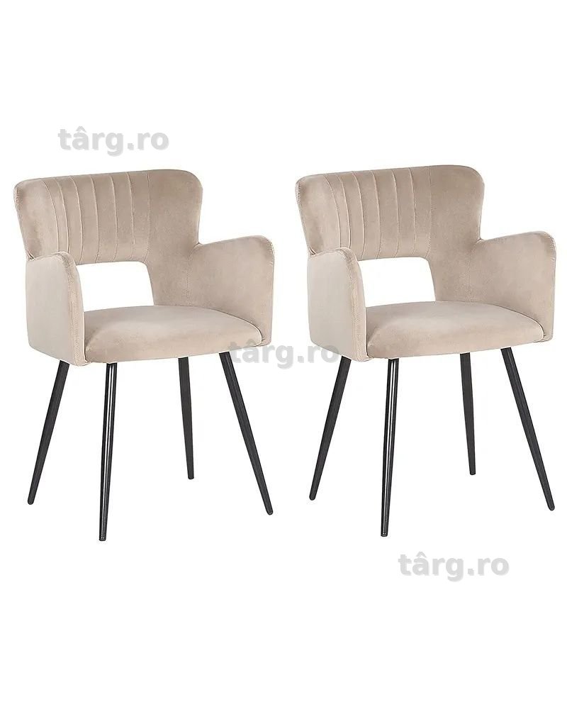 Set 2 scaune sufragerie din catifea gri Beliani, pret /set 2 bc